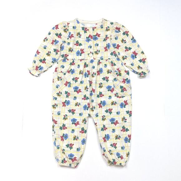 Vintage Healthtex Romper Jumpsuit Baby Girls Size 18m Yellow Waffle Knit - Picture 1 of 4